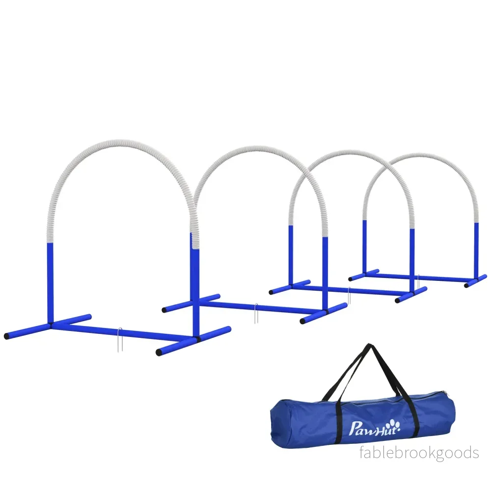 Dog Agility Set med 4 stolpar och väska, bärbar och hållbar