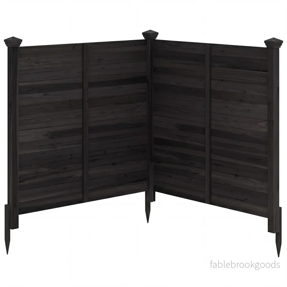 Siktskyddsstaket – delat trädgårdsstaket av granved utomhus trästaket med stolpar – 2 119 x 119 cm 3 – Svart