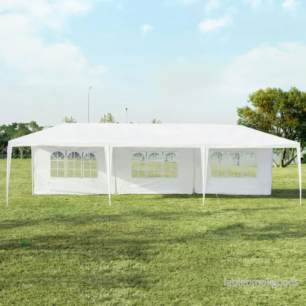 Paviljongtält – Trädgård med avtagbara sidoväggar – 5 3 x 9 m – Vit - Bild 2