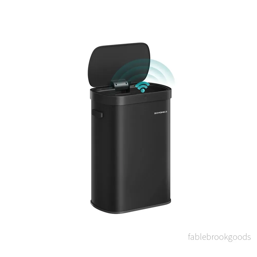 Papperskorgen – Automatisk med mjukstängande lock – Stål – Ink Black