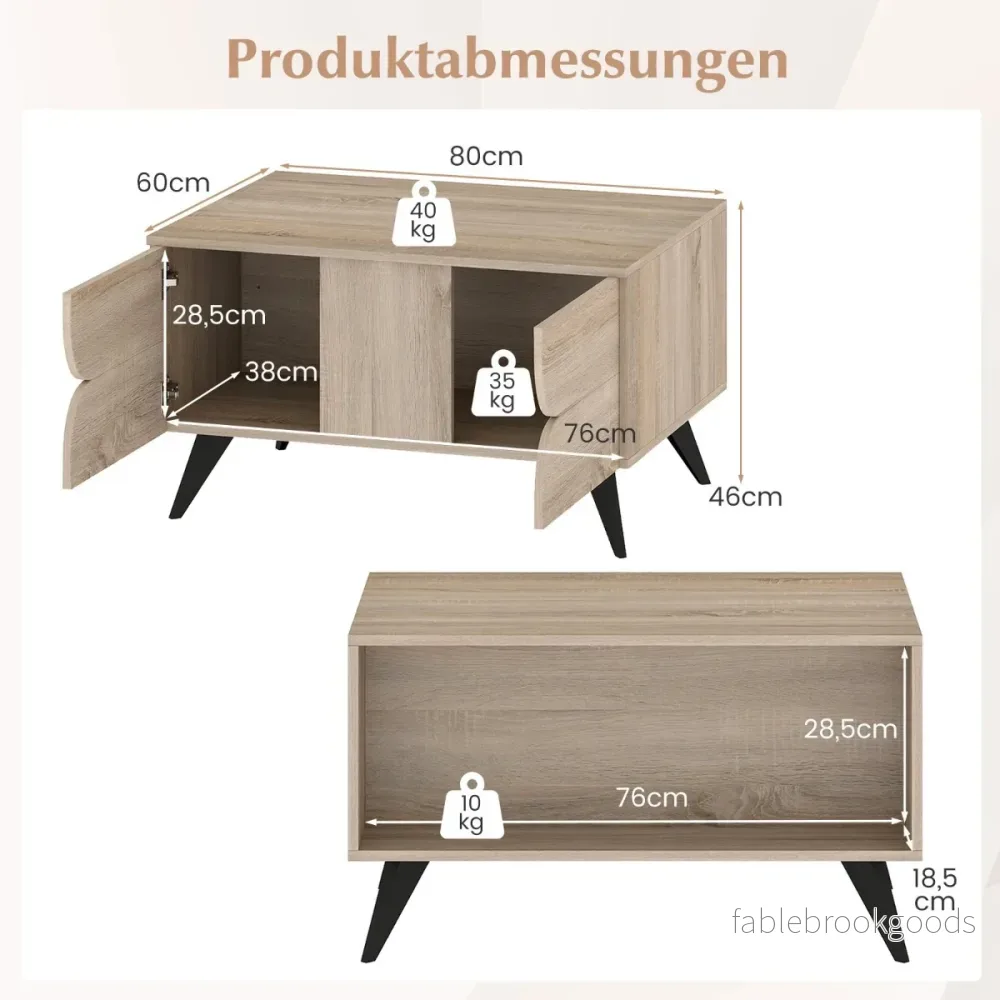 Modernt – soffbord med förvaringsutrymme Farmhouse accentbord öppna fack och lådor – 3 80 x 60 x 46 cm – Ekgrå - Bild 2