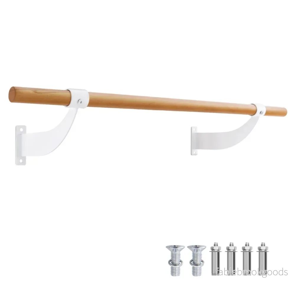 Lång – balettstång i trä inklusive väggavstånd väggmontering dance barre natural – 120 cm – Natur