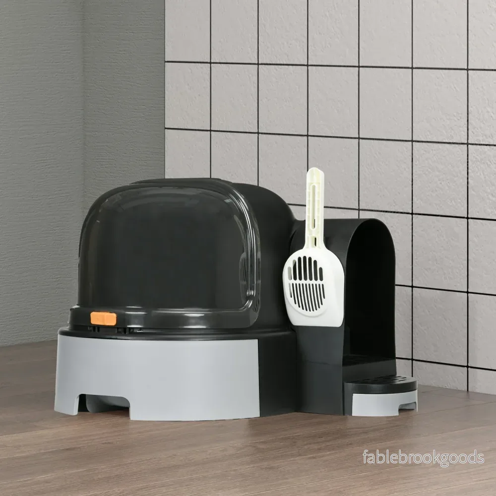 Grey Cat House: Toalett med huva och dubbla brickor, passar upp till 4 kg - Bild 2