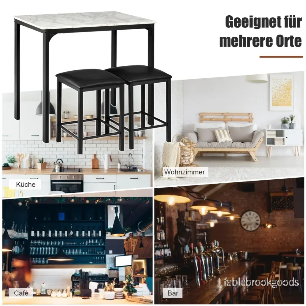 delat – matbordsset Barbordsset med stoppade barstolar Metallstomme – 3 2 – Vit - Bild 3