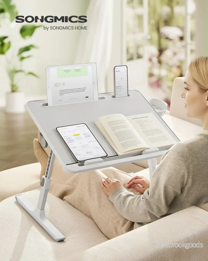Laptoptafel - 56 x 40 cm - Kantelbaar - Met Bekerhouder - Grijs - Bild 2