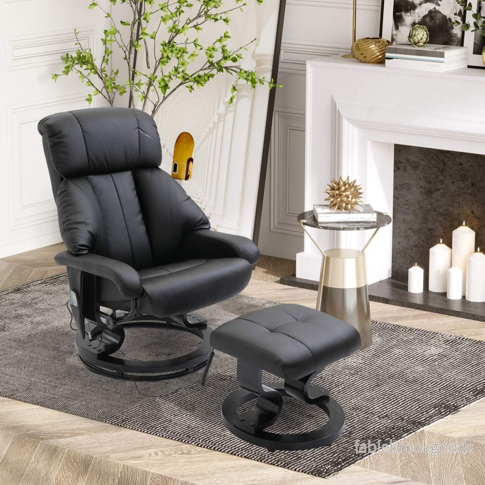 Elektrisk massagestol med fotpall – Svart - Bild 2