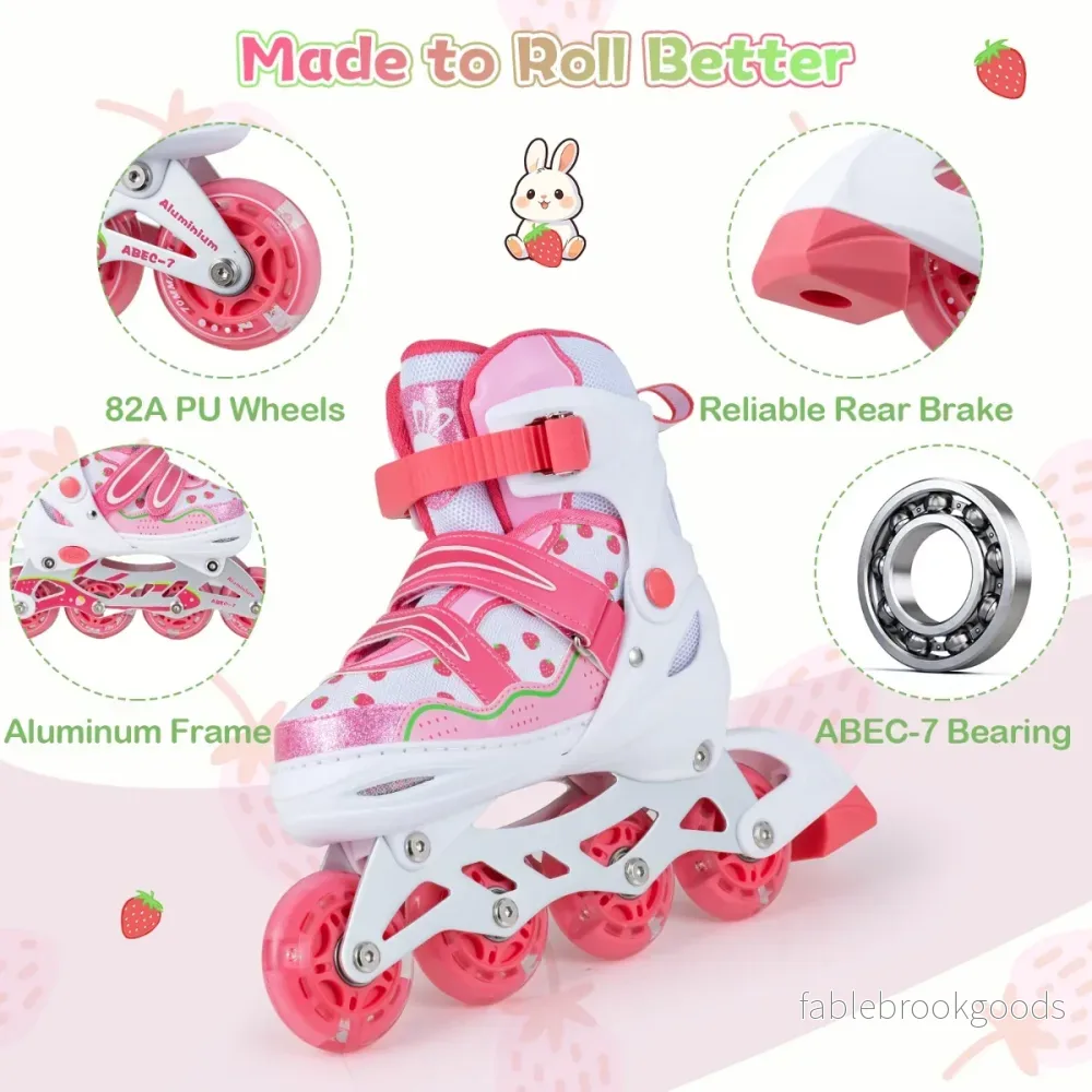 Justerbara – barninlineskor i storlekar med lysande hjul M – 4 – Rosa - Bild 3