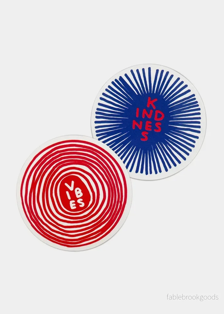 Klistermärken, David Shrigley, Kindness & Vibes