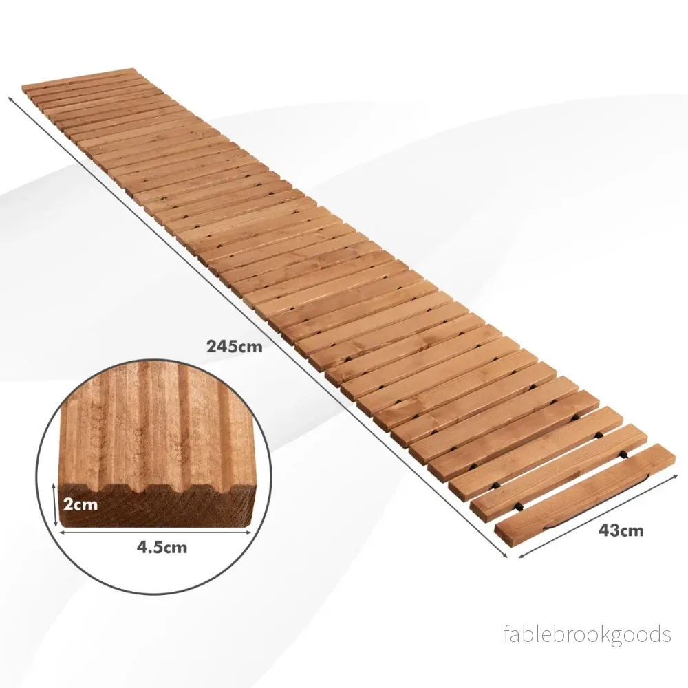 Trädgårdsväg – Rullbar väderbeständig rak utomhusgångbana – 245 x 43 x 2 cm – Ljusbrun - Bild 2