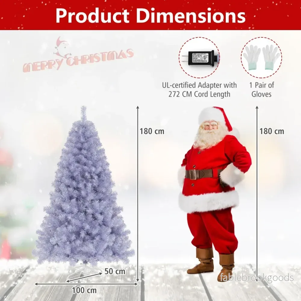 Konstgjord – julgran med belysning, varmvita LED lampor, violett – 180 cm – Lila - Bild 2