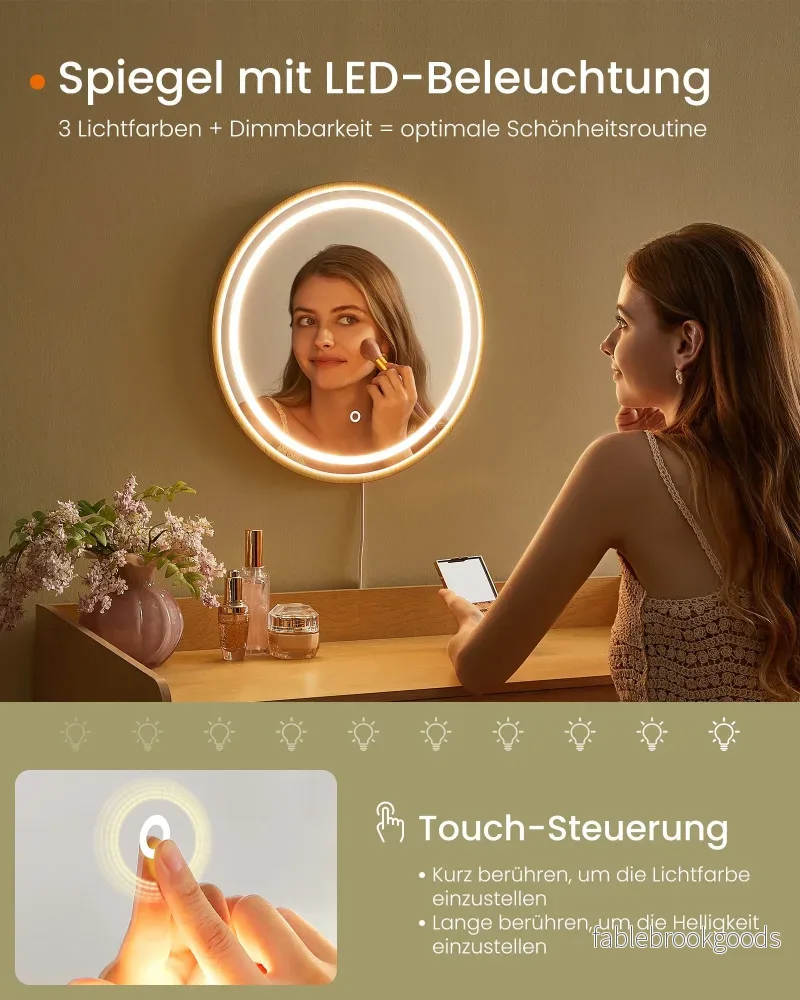 Sminkbord med spegel och lådor – Boho Style – Ek Beige - Bild 3