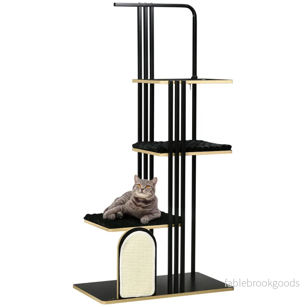 Kattträd 170cm, stort svart stål med kuddar & plattformar Kattträd 170cm, stort svart stål med kuddar & plattformar