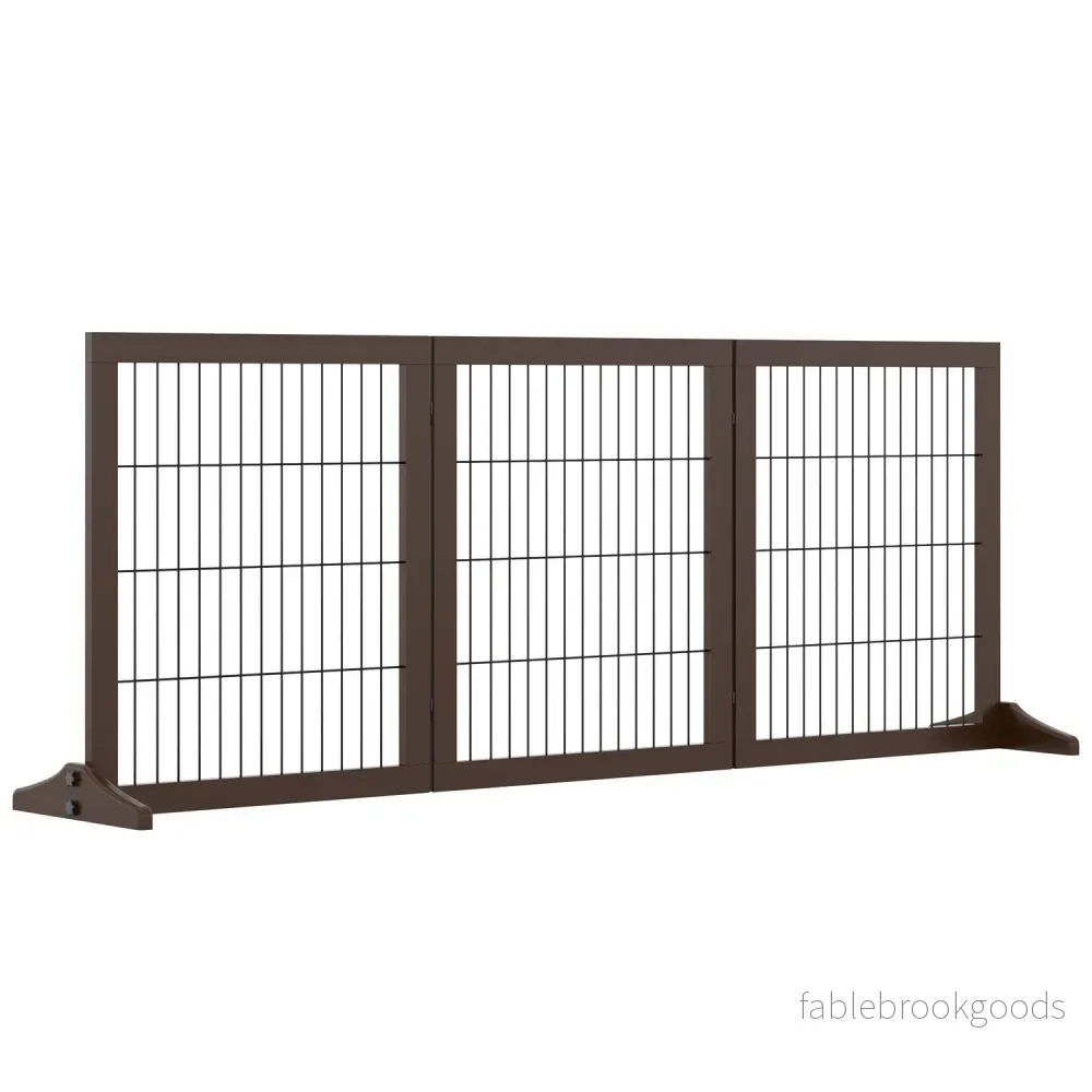 Fristående Pine Dog Gate Barrier, Brun, 185x36x71 cm