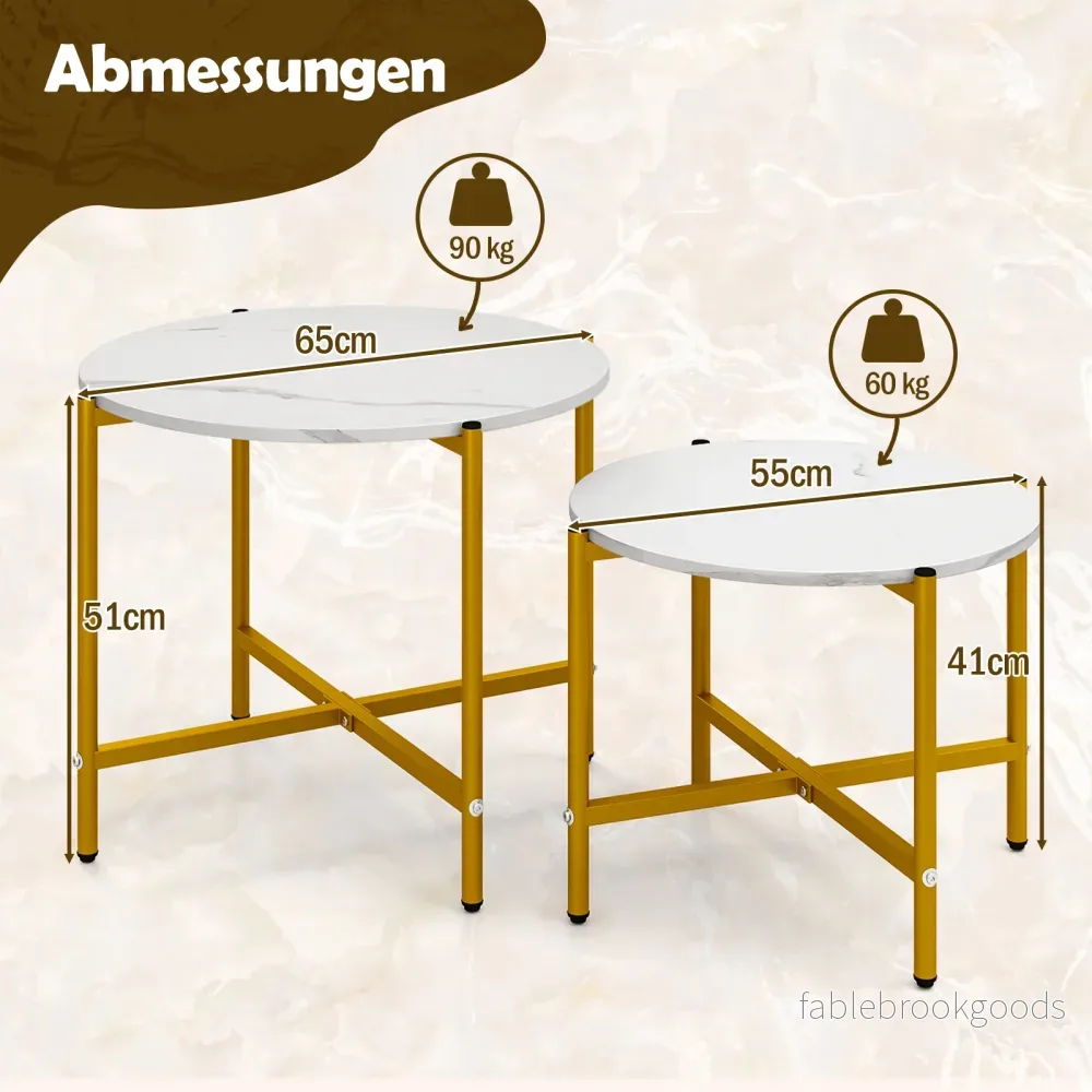 Rund – soffbordset med metallram stapelbara sidobordset – Vit - Bild 2