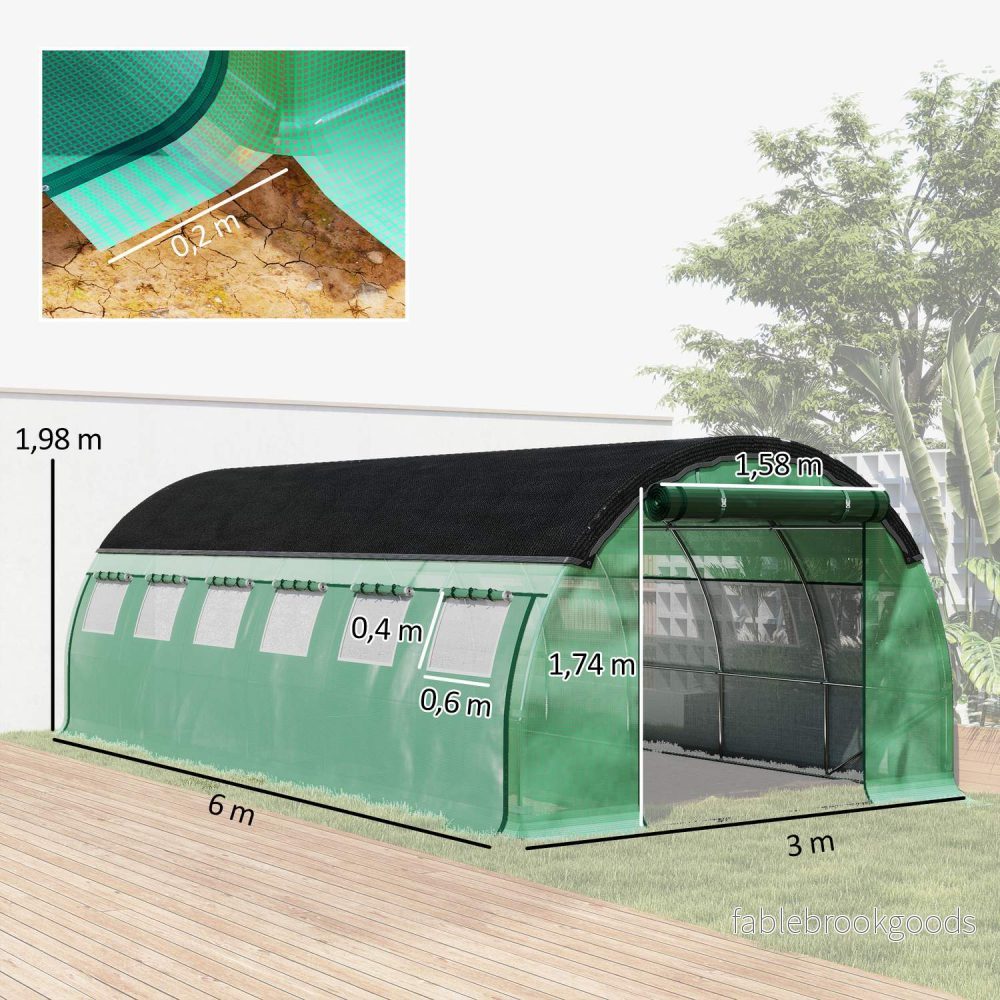 Växthus 6x3x2m med UV-beständig film, 12 fönster - Bild 3