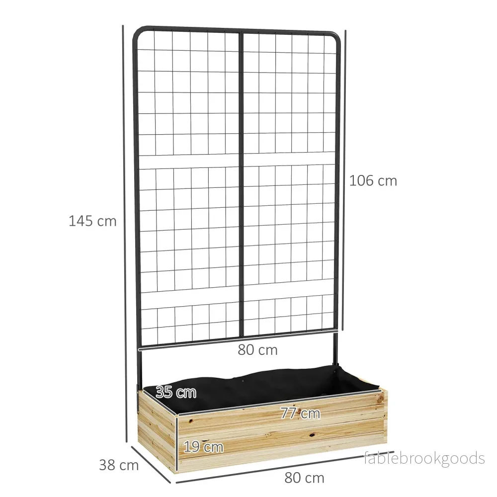 Upphöjd träsäng med spaljé – 80x38x145 cm Planteringslåda - Bild 3