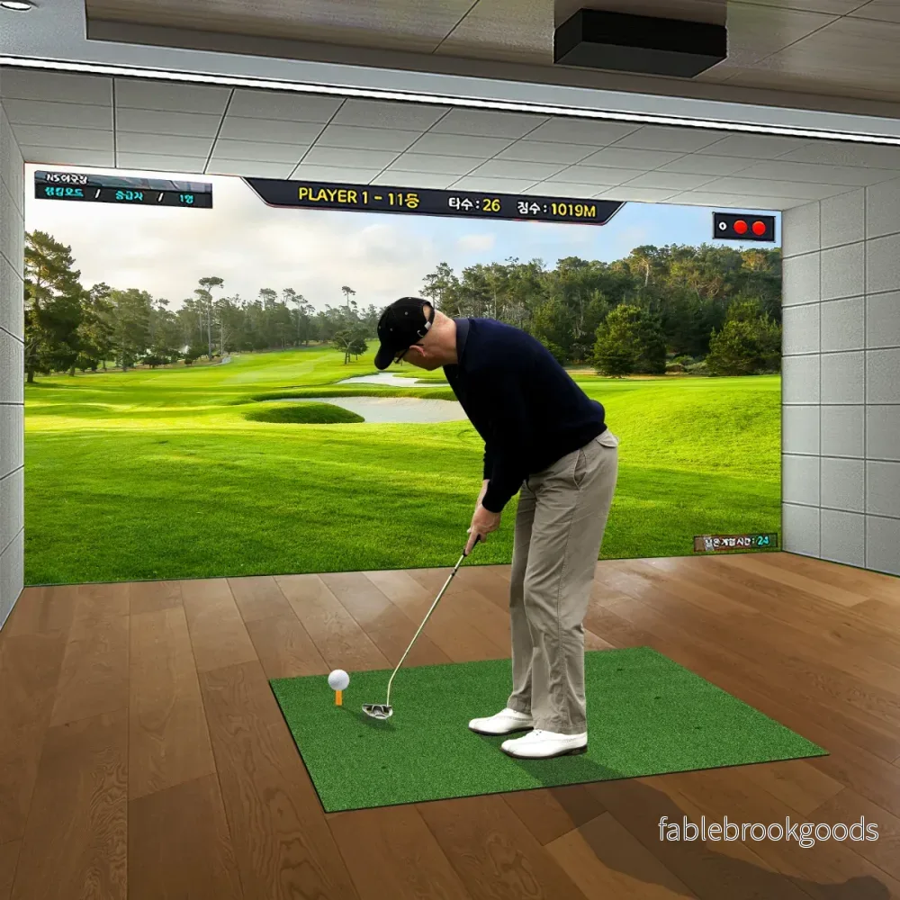 i – golf tee matta med konstgräs, tees, inriktningsstänger och förborrade hål – 3 1 2 2 6 152 x 92 cm 27 mm – Grön