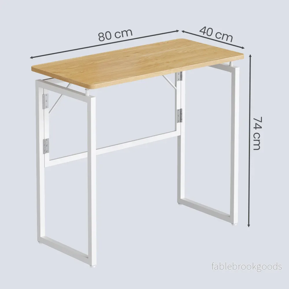 Opklapbaar Bureau - 80 x 40 cm - Afgeronde Hoeken - Ruimtebesparend - Eiken - Bild 3
