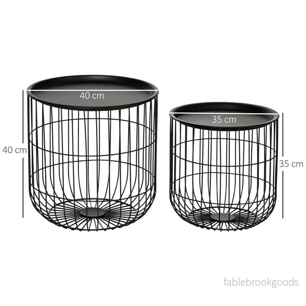 Set med 2 soffbord i svart stål med förvaring - Bild 3