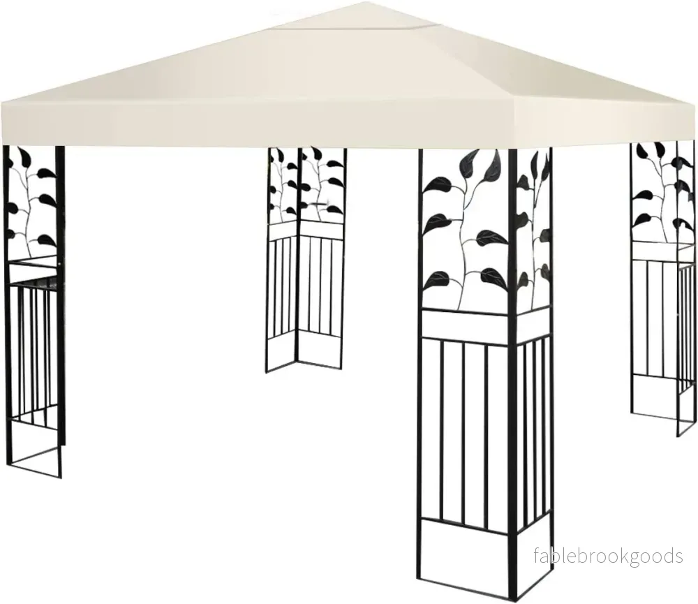 Paviljongersättningstak – Solskyddsöverdrag med kardborrefästen – 300 x 300 cm – Beige - Bild 3