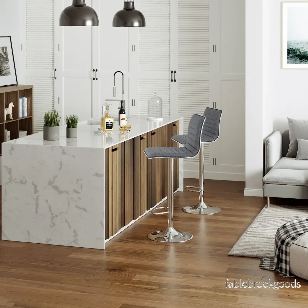 Barstolar – Set om 2 med ryggstöd – Grå - Bild 3