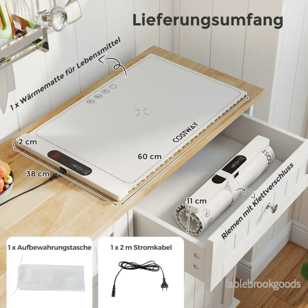 Elektrisk – värmematta silikon för livsmedel rullbar värmeplatta temperaturinställningar från 50℃ 100℃ ( ) – 6 – Vit - Bild 2