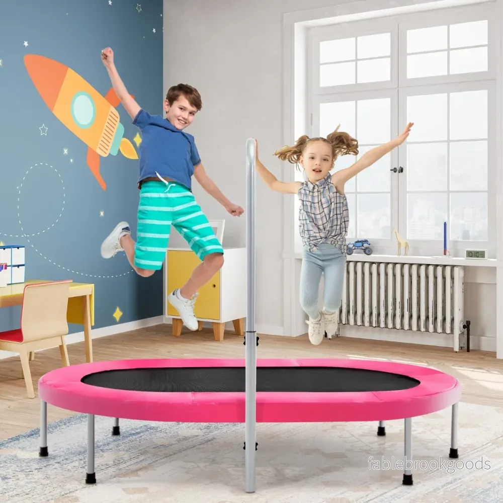 personer – trampolin med höj och sänkbart handtag mini – 2 154 x 90 x 92-132 cm – Rosa - Bild 3