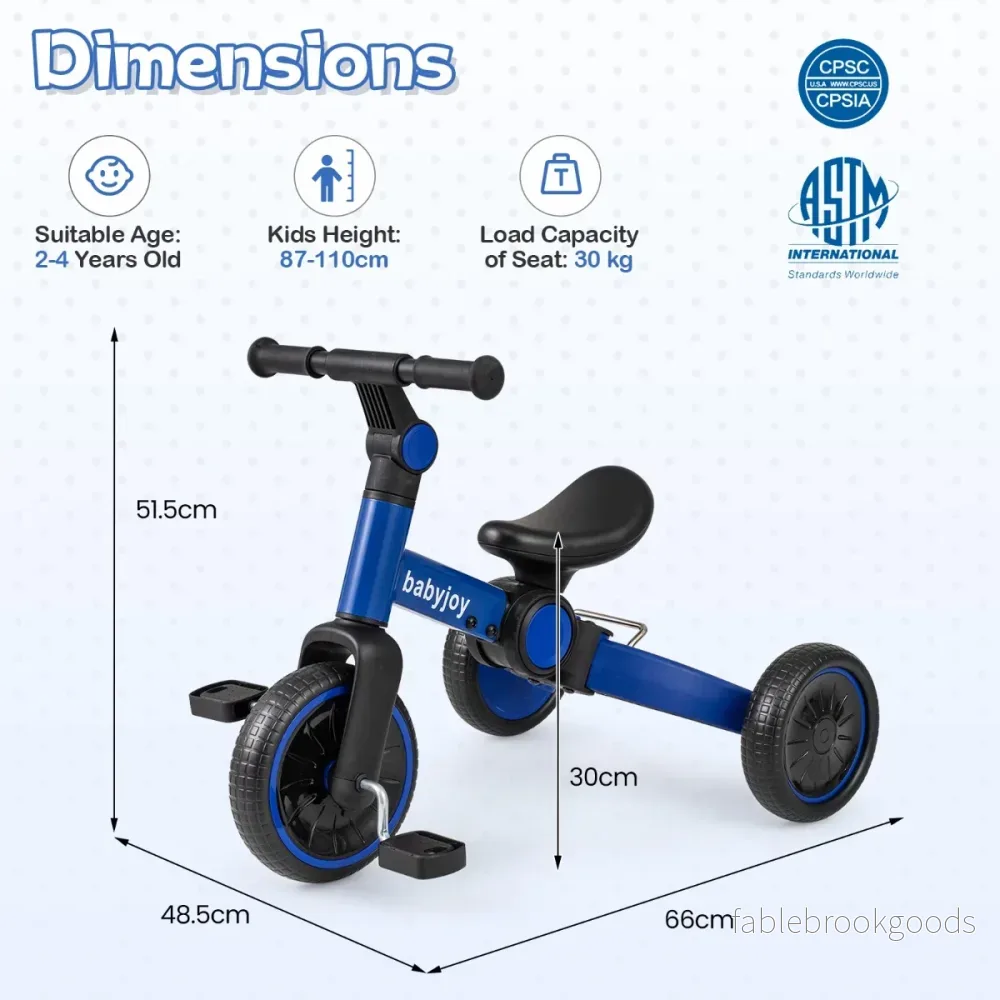i – barncykel Barnbalanscykel med avtagbara pedaler justerbar styre – 5 1 – Blå - Bild 2
