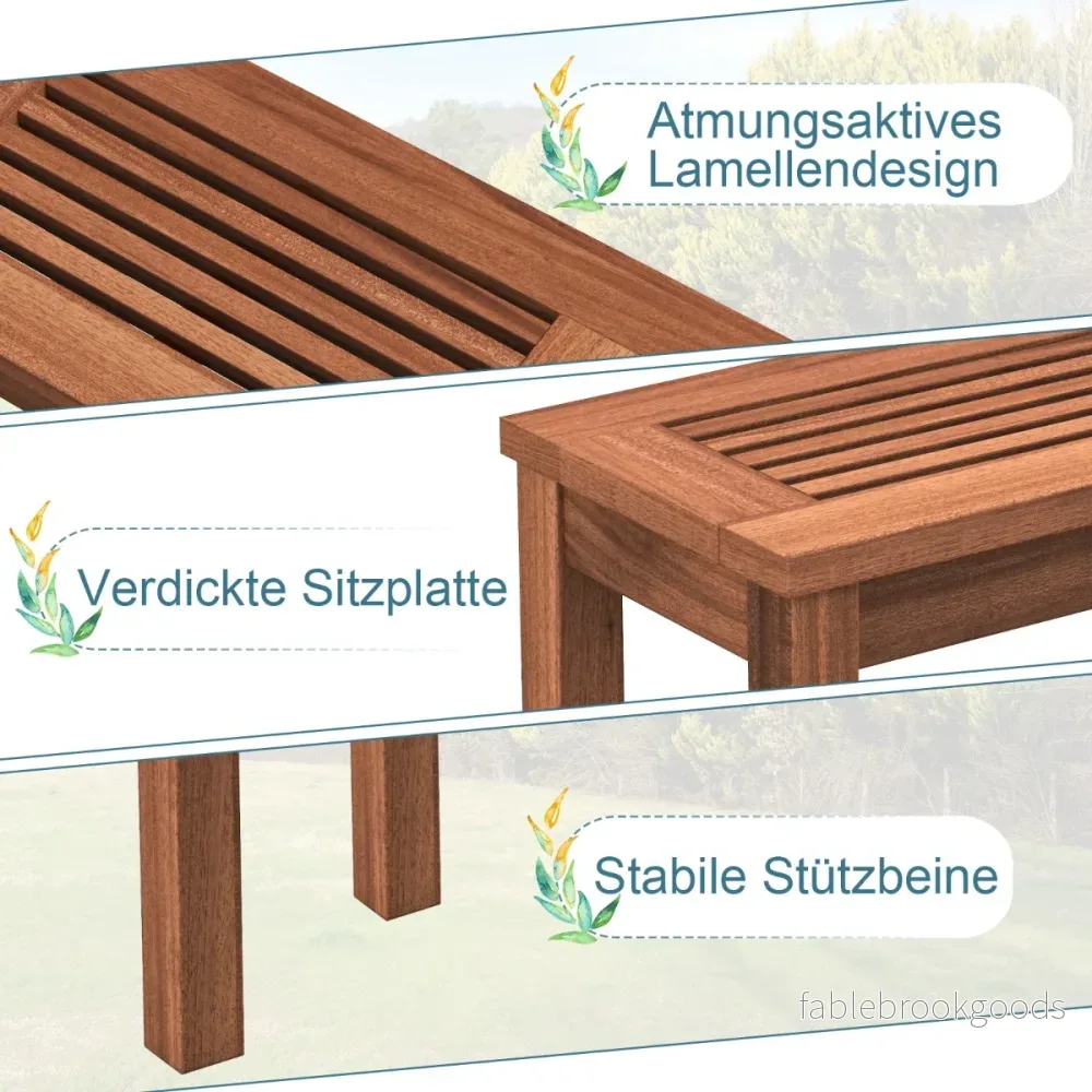 sits – trädgårdsbänk utan ryggstöd Väderbeständig Träbänk – 2 100 x 30,5 x 47 cm – Natur - Bild 3