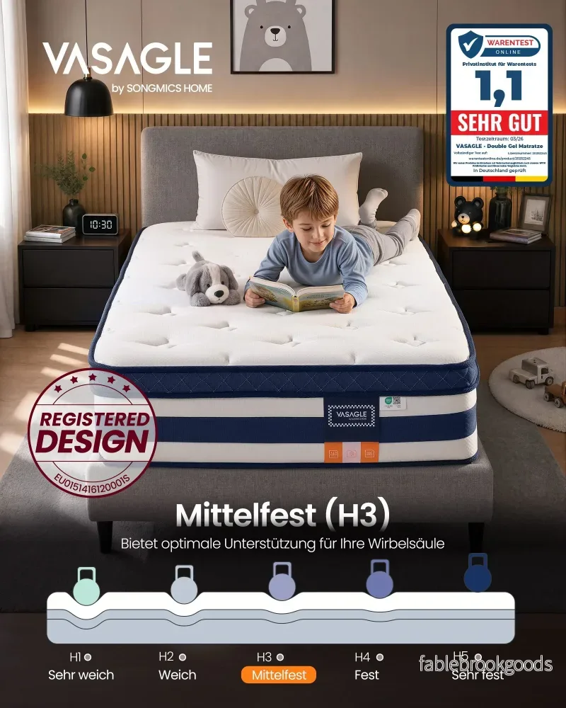 Pocketveringmatras - 7 Zones - Gel-Traagschuim - 90 x 200 cm - Blauw - Bild 2