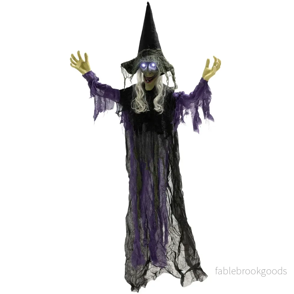 Hängande Halloweenhäxa med LED-ljus, ljud, 183 cm