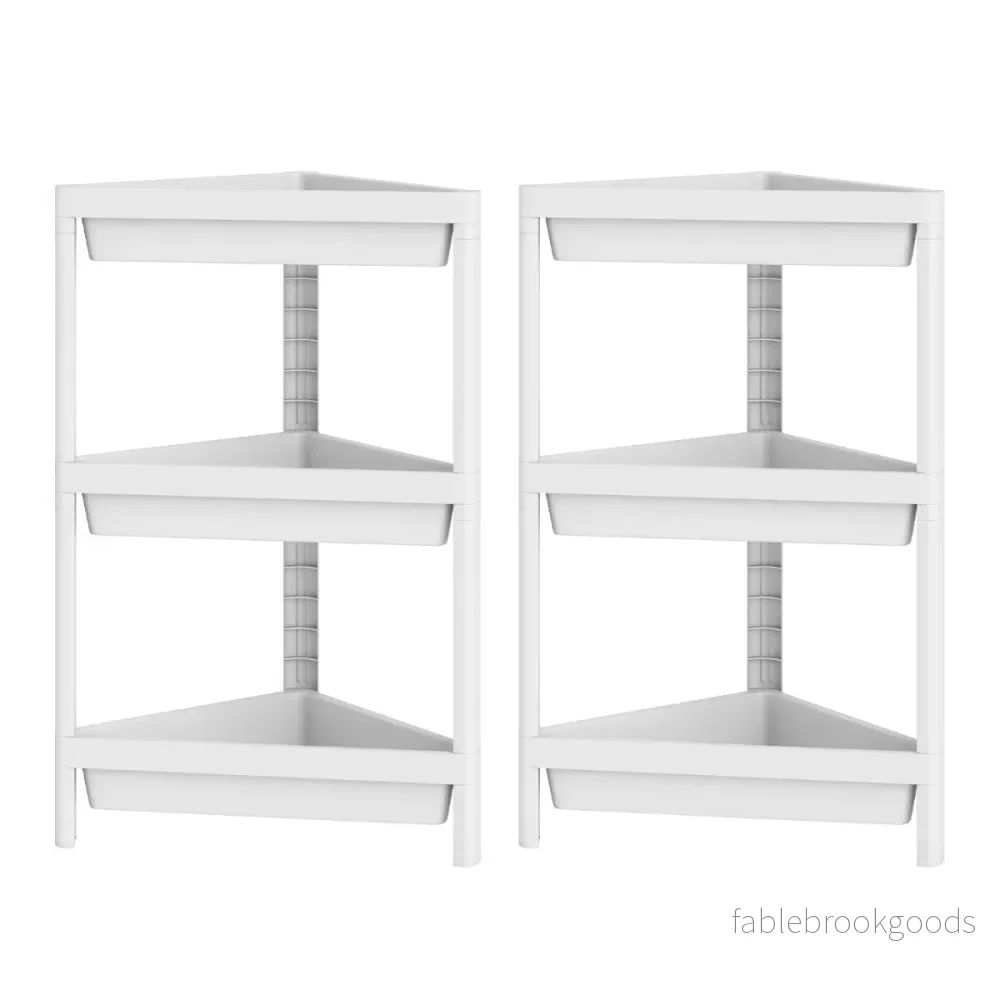 pack – hörnhylla med avtagbar design och dräneringshål fristående badrumshylla Vitt – 2 – Vit