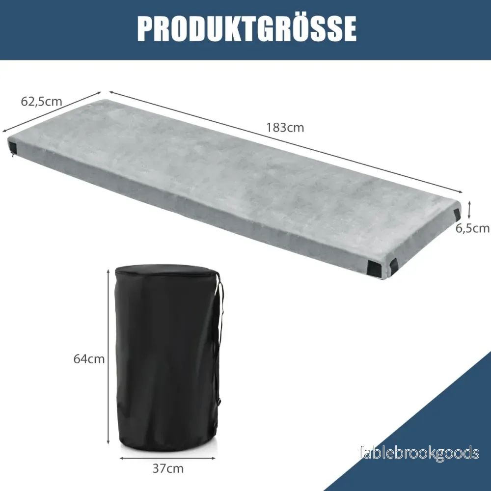 Camping – sovmatta Memory Foam Lätt med flanellskydd – 183 x 62,5 x 6,5 cm – Grå - Bild 2