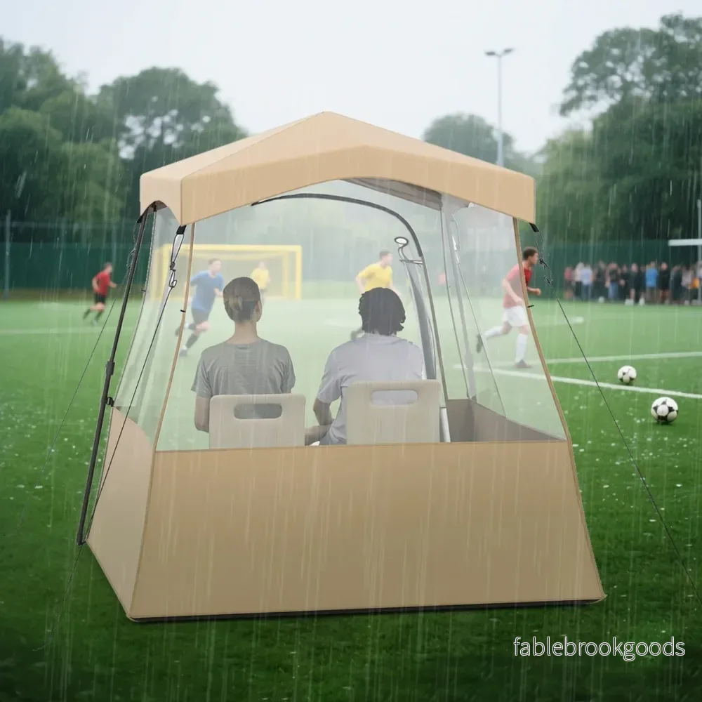 Genomskinligt – pop up sporttält, transparent campingtält, utomhus allvädersskydd med bärväska, – 160 x 160 x 176 cm – Brun - Bild 3