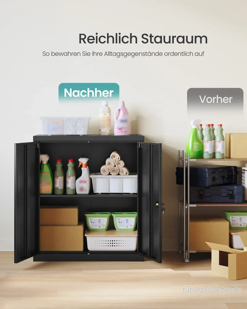 Archiefkast - Afsluitbaar met 2 Deuren - Matzwart - 80 x 40 x 90 cm - Bild 3