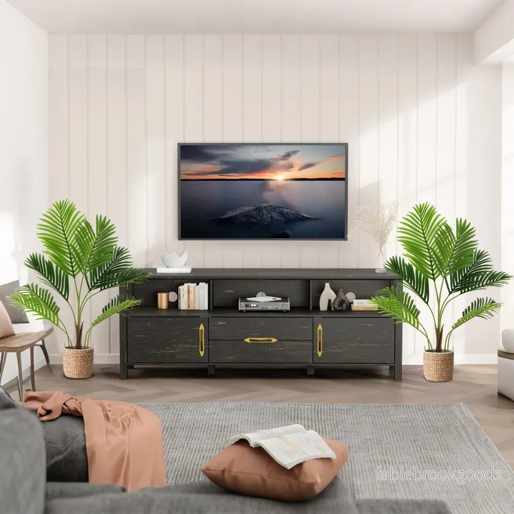 pack – Konstgjord Areca Palm Konstväxt i kruka med gröna blad – 2 90 cm – Grön - Bild 3