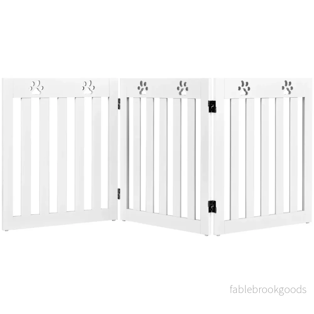 Fristående – husdjursgrind i trä Vikbar hundgrind paneler – 3 151,5 x 60 x 1,5 cm – Vit