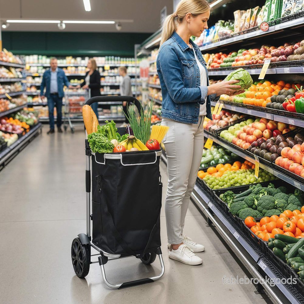 Hopfällbar 3-i-1-kundvagn, 40 l, 25 kg kapacitet, svart - Bild 2