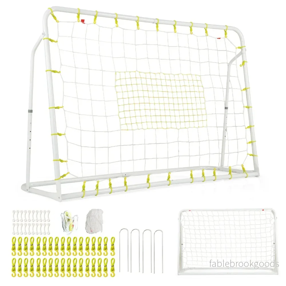 i – fotbollsmål och rebounder för barn Höjdjusterbar – 2 1 187 x 60 x 102-122,5 cm – Vit
