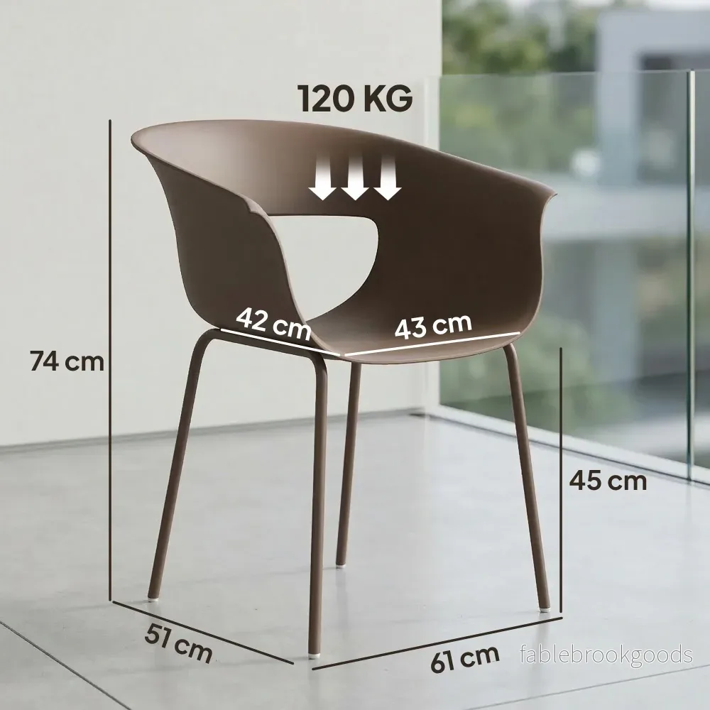 Ergonomiska trädgårdsstolar för utomhusbruk, set om 4, väderbeständiga, kaffe - Bild 3