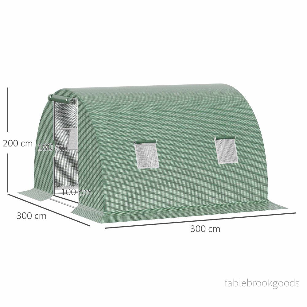 Växthus med fönster, 3x3m, mörkgrönt - Bild 3