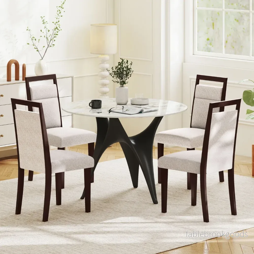 pack – stoppade matsalsstolar Köksstol med sits och lutbart ryggstöd – 2 – Beige - Bild 3