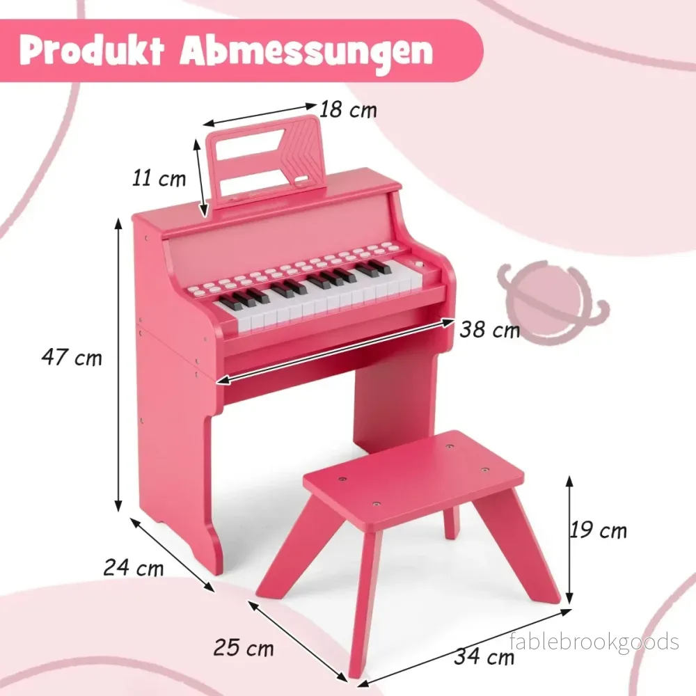 tangenter – Mini digitalpiano med pall Barnpiano justerbar hastighet – 25 – Rosa - Bild 2