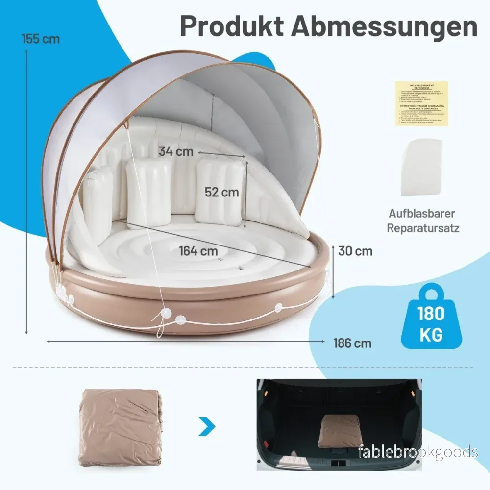 Uppblåsbar – badö med infällbart tak, simö bekväma kuddar SPF 50+ – 3 – Vit - Bild 2