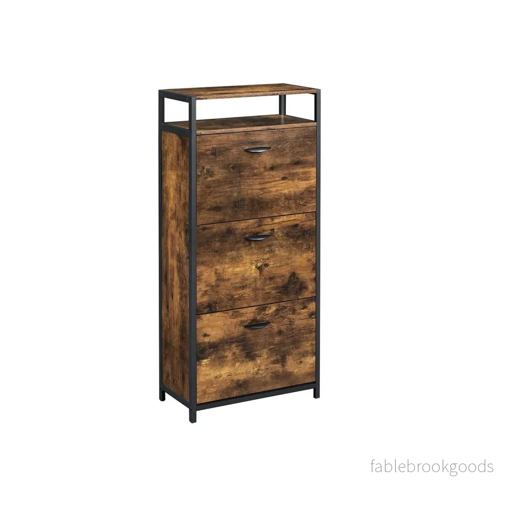 Skoskåp – Med 3 klaffar – Vintage brun-svart Skoskåp – Med 3 klaffar – Vintage brun-svart