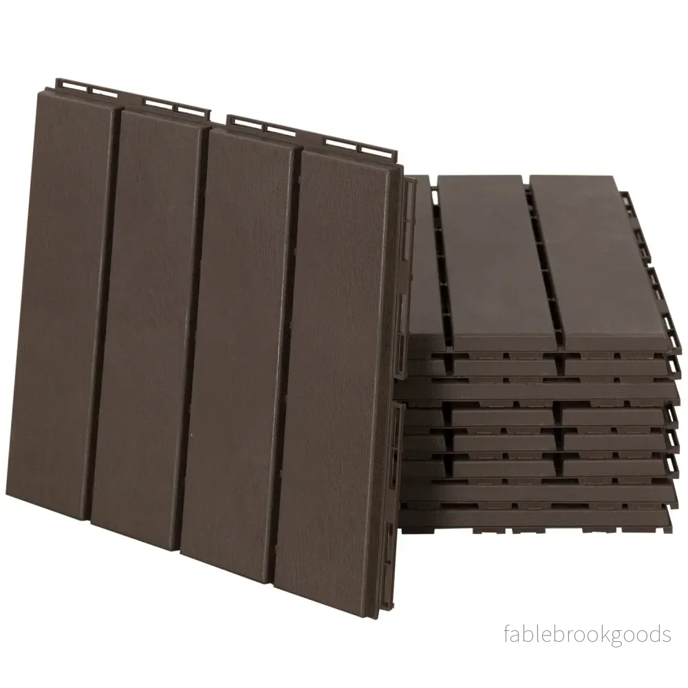 Trädgårdsterrass Click Golvplattor, Set om 9, 30x30 cm Brun