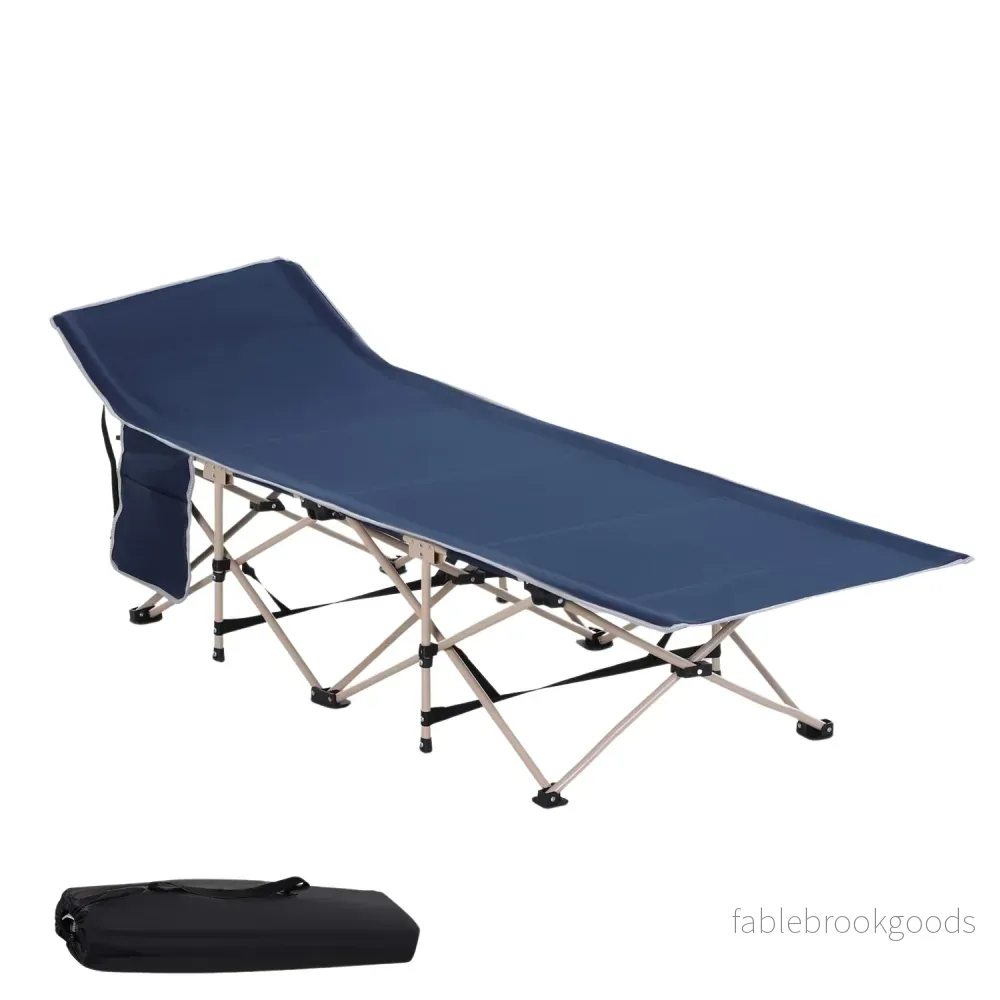 Hopfällbar campingsäng i stål med förvaringsväska, 190x68x52cm Hopfällbar campingsäng i stål med förvaringsväska, 190x68x52cm