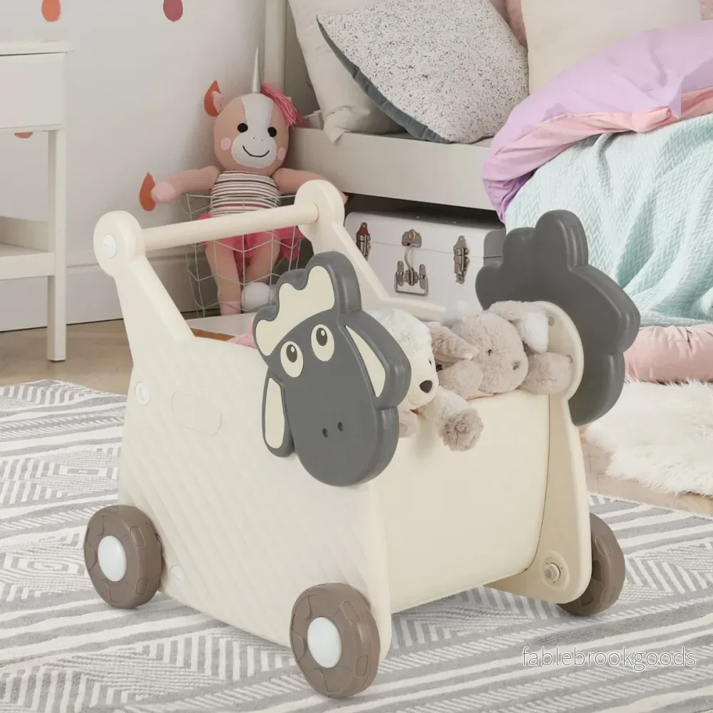 Gåvagn – i fårform för att skjuta och dra med kapacitet hjul – 18 l 4 – Beige - Bild 3