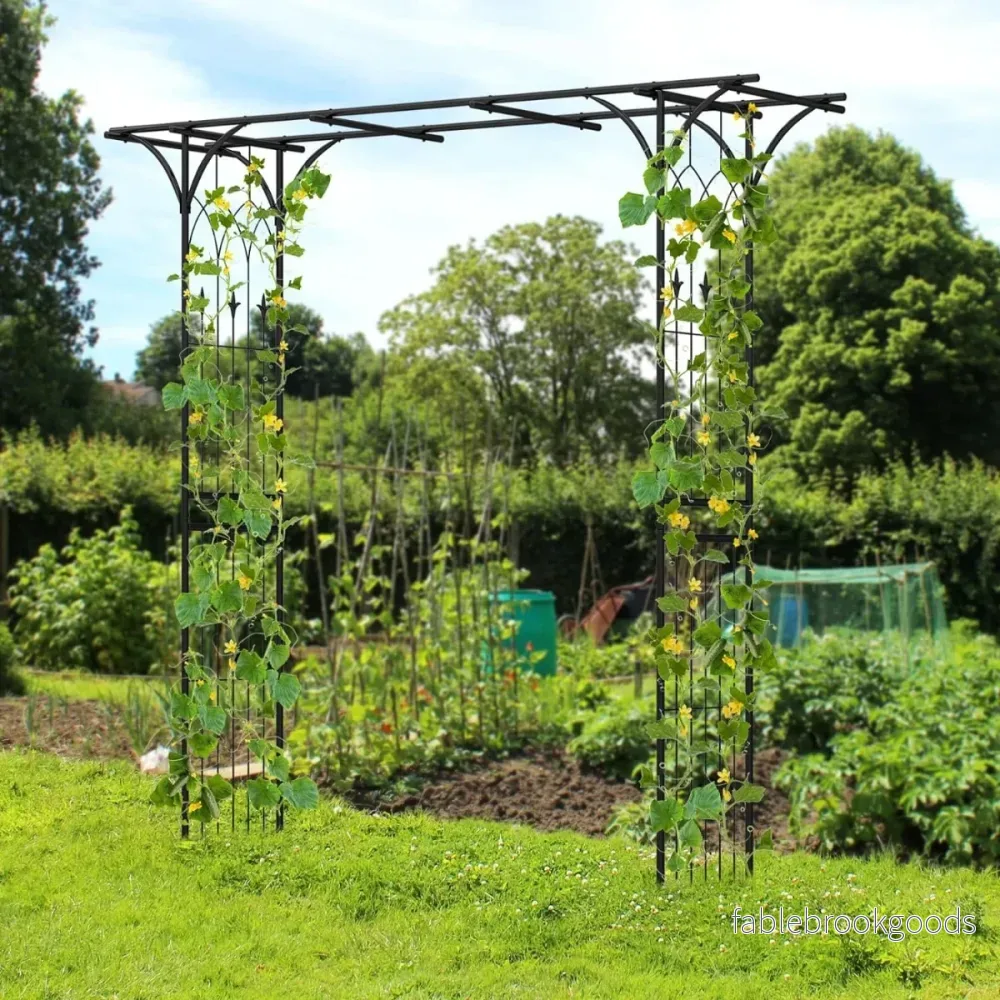 Metall – Rose Arch Trädgårdsbåge för klätterväxter Spaljé – 206 x 52 x 206 cm – Svart - Bild 2
