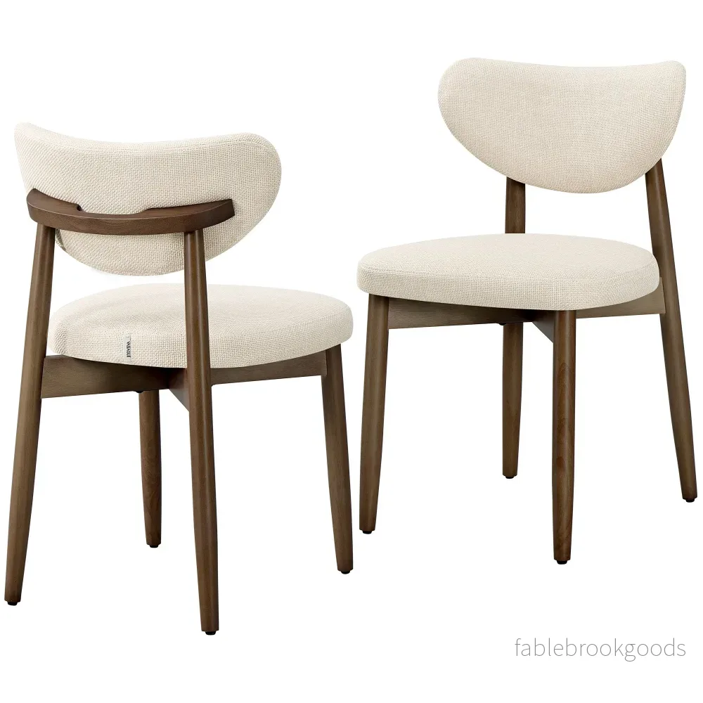 Eetkamerstoel - 2-Delige Set met Massief Houten Poten - Cappuccinobeige - 51 x 50 x 82 cm
